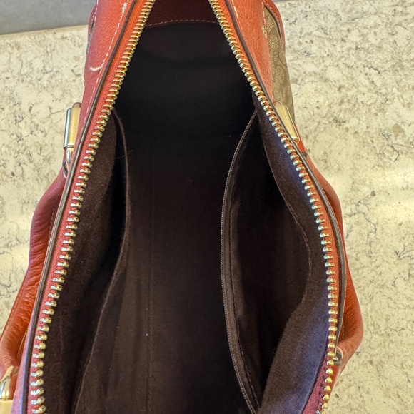 Women's Coach Millie Satchel in Signature Colorblock Canvas Khaki terracotta - Picture 13 of 16